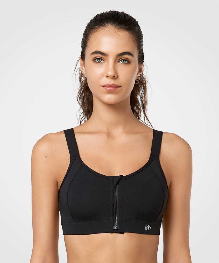 Front Zip Extra Broad Underband Longline Firm Support Sports Bra