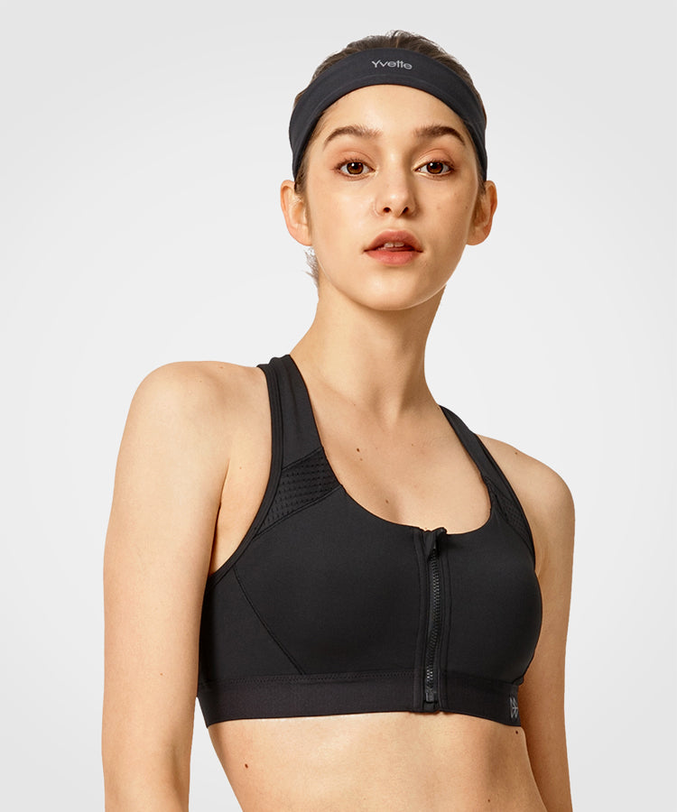 High Quality Power Enfold Zip Front Padded Running/sports Bra Think Cup  Summer Tops S-5XL 32A-48F Cup -  Australia