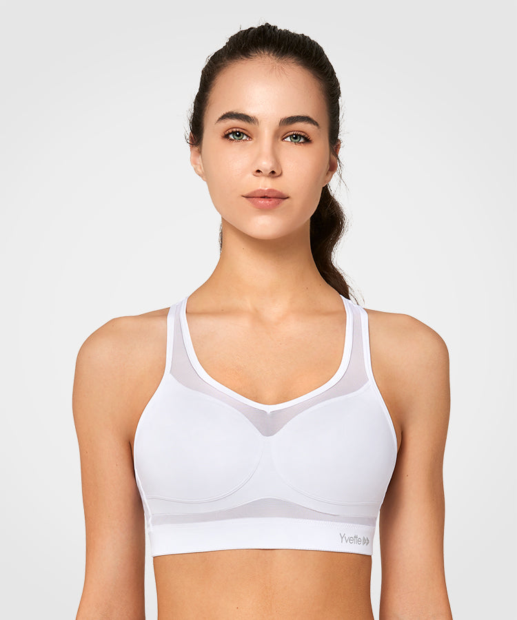 PRETTYWELL Racerback Sports Bras Non Removable Padded, Wirefree