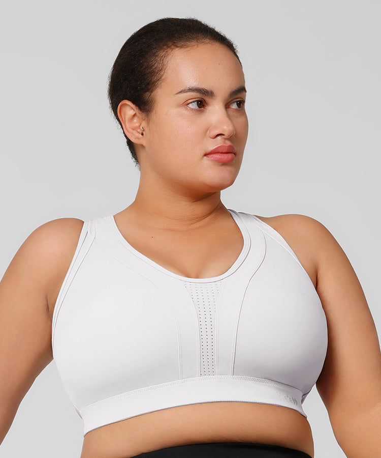 Womens white criss cross back high impact sports bra – Yvette_UK
