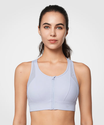High Quality Power Enfold Zip Front Padded Running/sports Bra