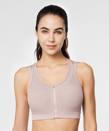  ZYLDDP Sports Bra High Impact Zip Front Adjustable Straps  Strappy Without Underwire Padded (Color : Bean Brown, Size : 34C) :  Clothing, Shoes & Jewelry