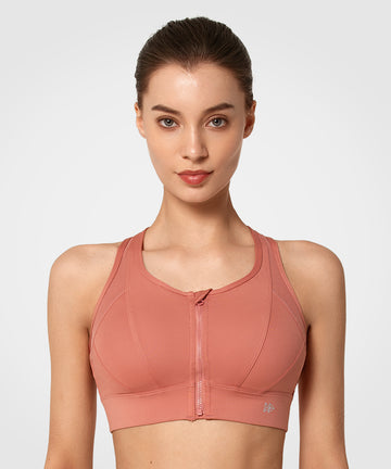 Women's High Support Zip-Front Sports Bra - All India
