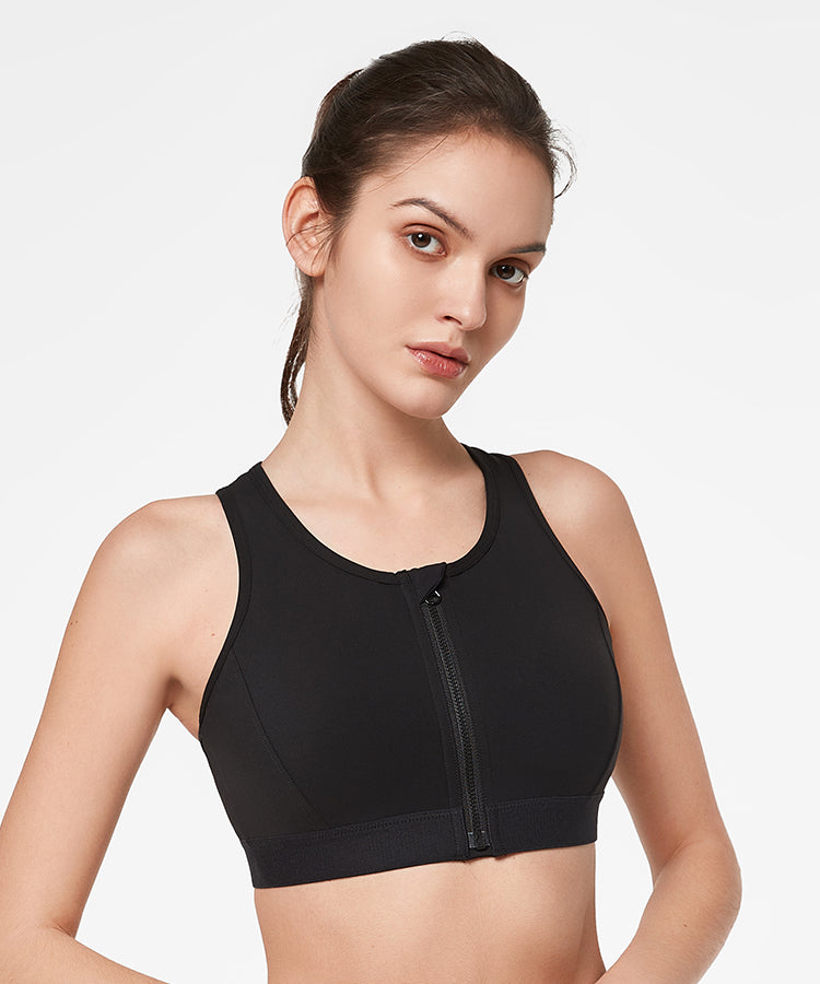 Echo Zip Front Hollow Out Padded Running Bra