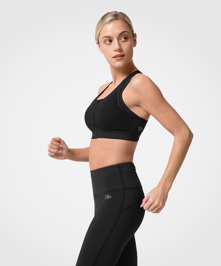 Womens zip front mesh wireless high impact sports bra | Yvettesports