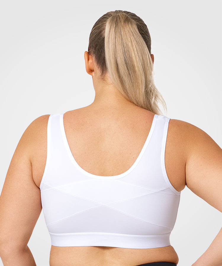 Womens white zip front plus size high impact sports bra – Yvette_UK